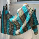 Rectangular lace wrap shawl or oversized scarf in soft merino wool 