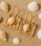 Shell Resin Square Hoop Earrings – Gold Leaf Coastal Drops