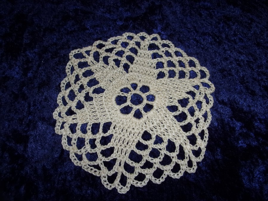 Crocheted Doily with Flower & Star Design