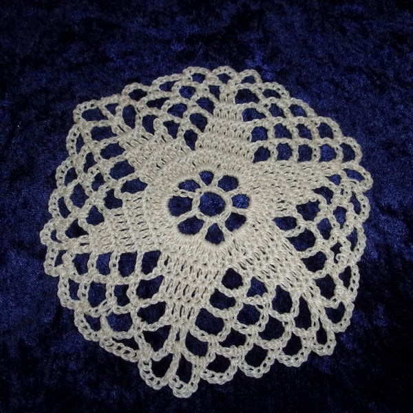 Crocheted Doily with Flower & Star Design