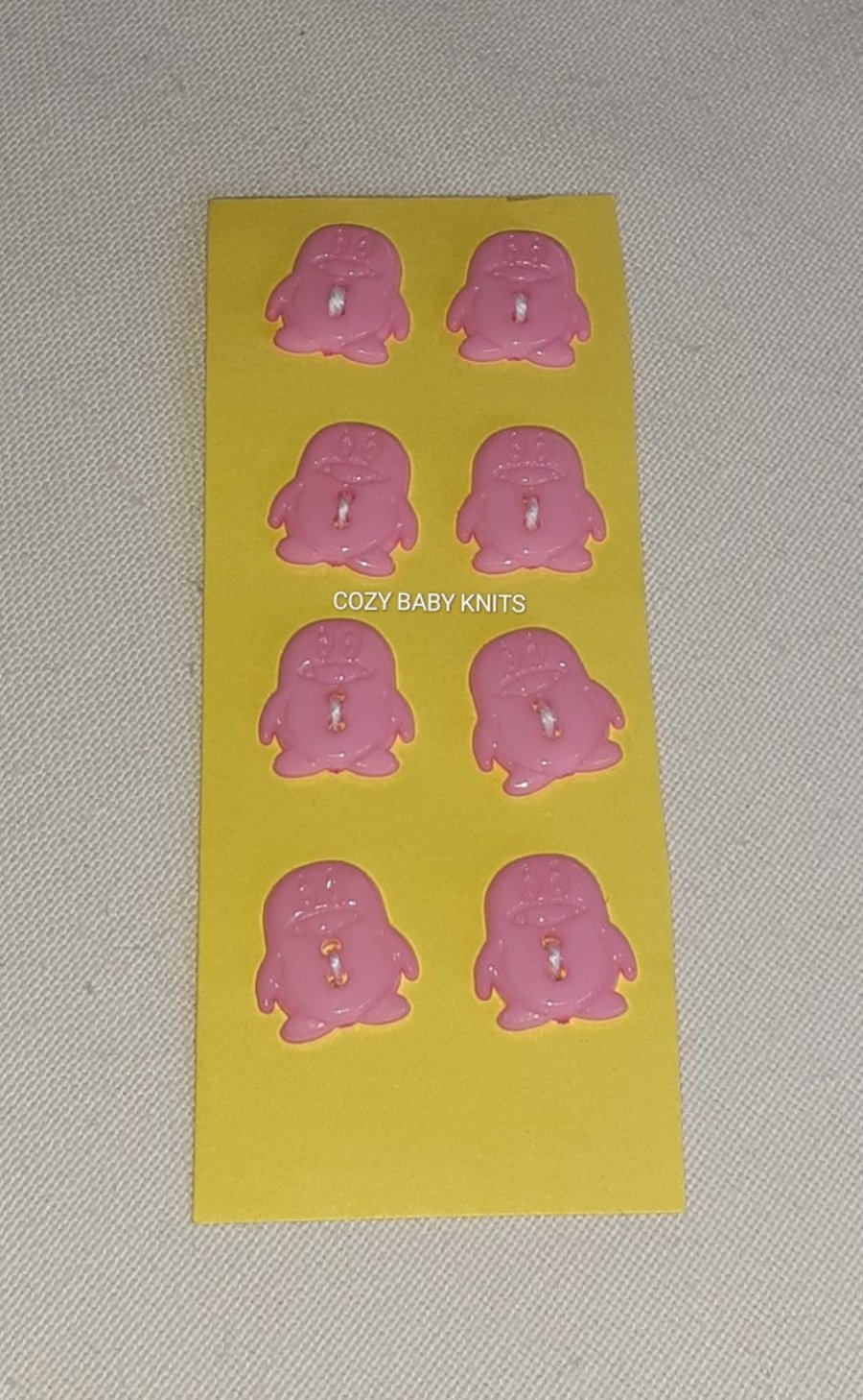 PINK PENGUIN SHAPED BUTTONS