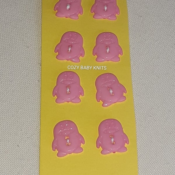 PINK PENGUIN SHAPED BUTTONS