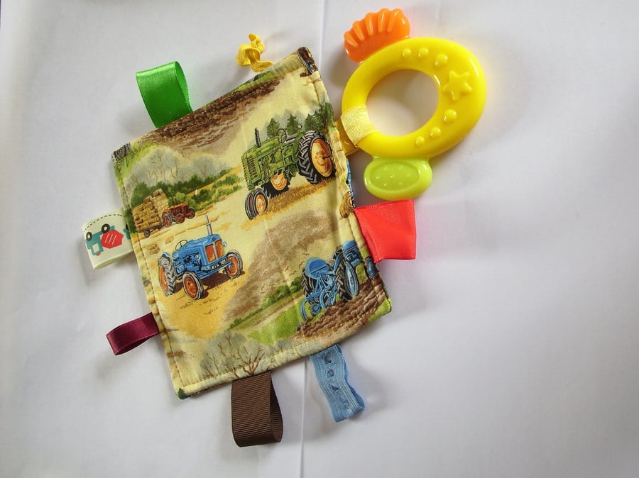 Farm tractor tagged teether - POST FREE UK only
