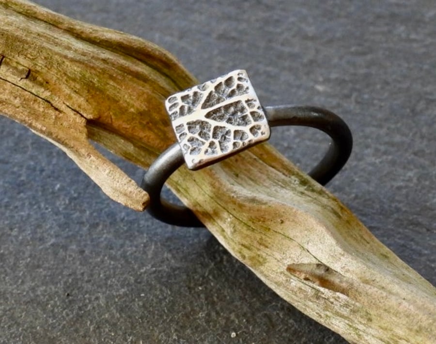 Elements of Nature, Leaf Pattern Anodised Ring.