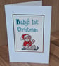 Baby's First Christmas Handmade Cross Stitch Card – Baby Santa – 6 x 4 Inch - Image 2