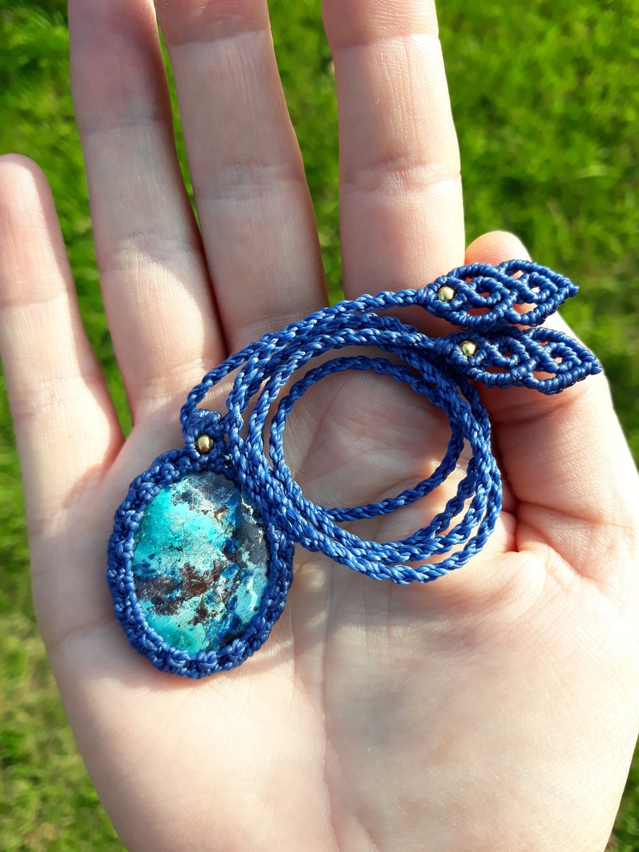 Shattuckite Macrame Pendant 