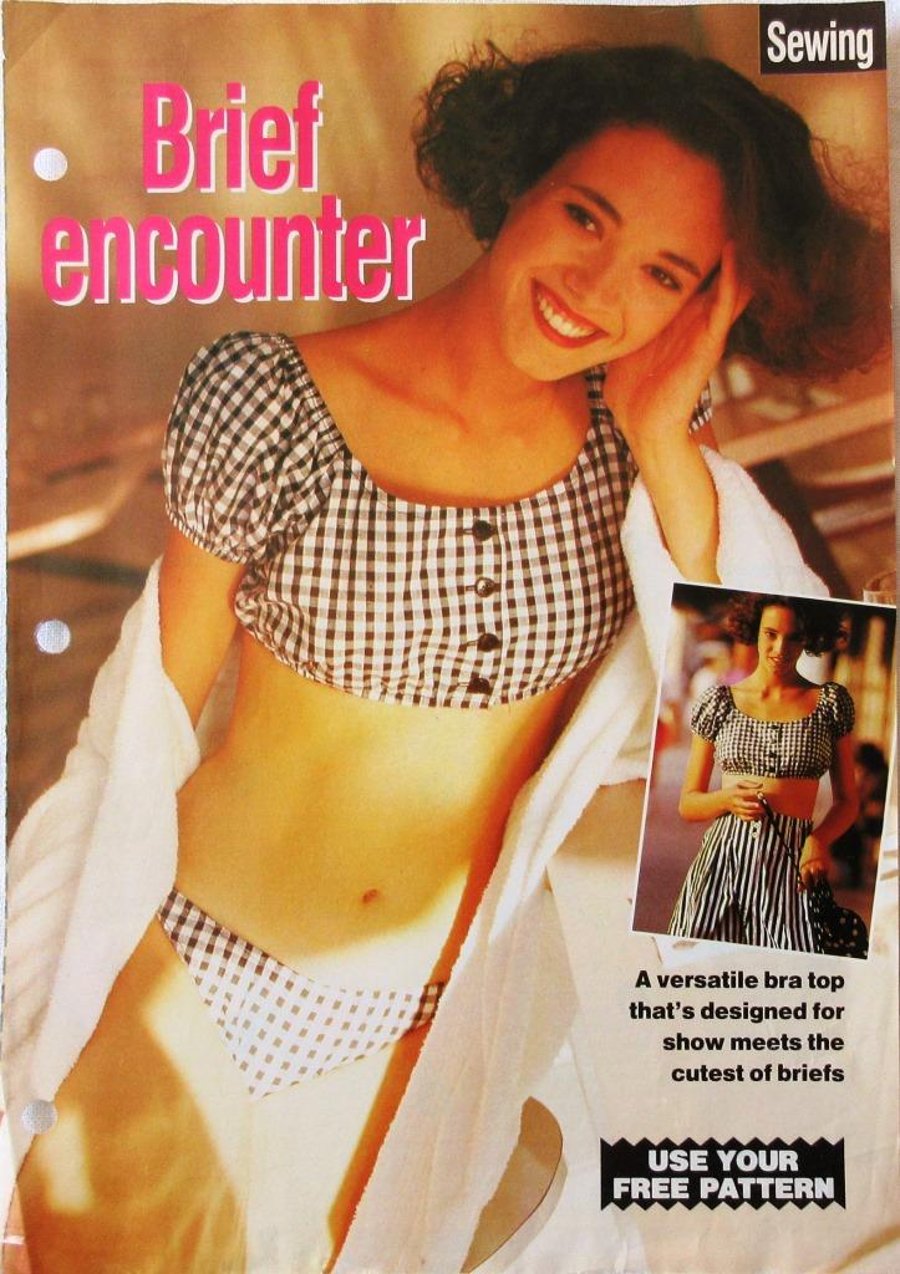 A multi-size sewing pattern for a woman's bra top and briefs in sizes 10 - 18