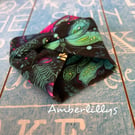 Floral forest butterfly fabric cuff bracelet 