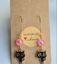 Black Cat Charm Earrings - Gold Tones - Image 5