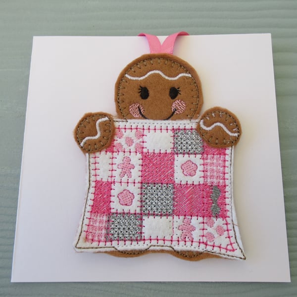 Patchwork Quilter Hanging Decoration Keepsake Gift Card