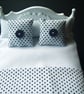 White & Blue Polka Dot Dolls House Bedding Set - Image 7