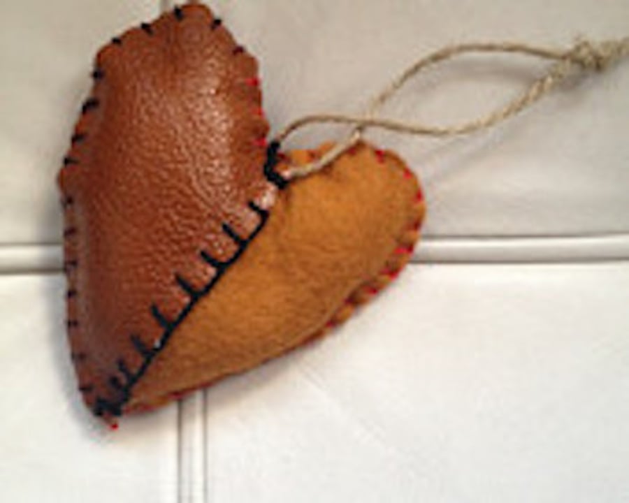 Leather and felt heart