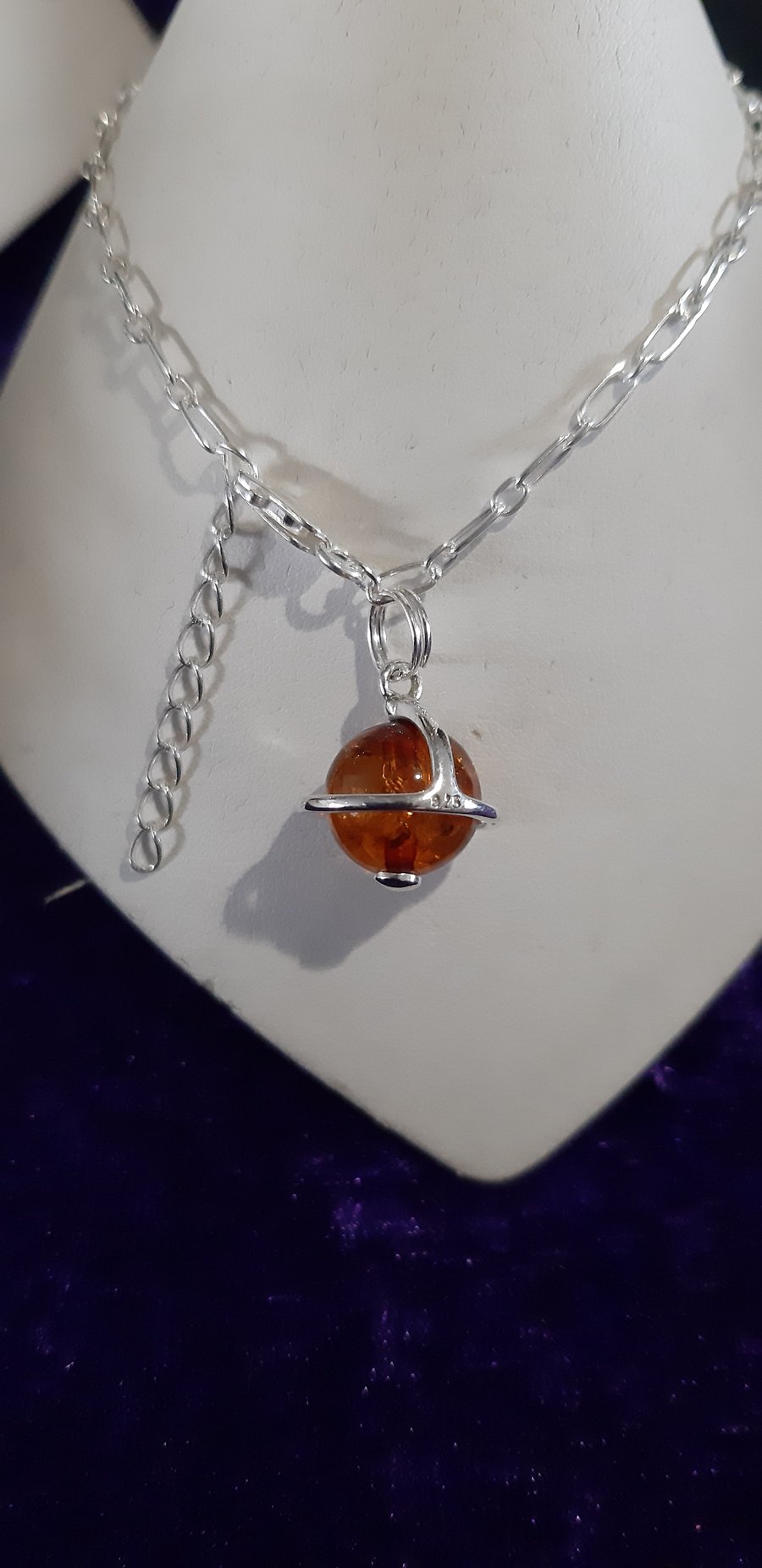 Baltic Amber and Sterling Silver Globe Bracelet