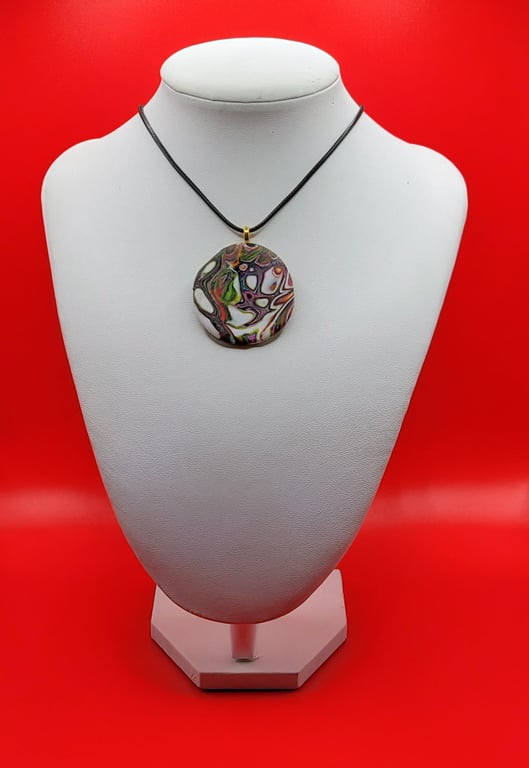 Polymer clay pendant - handmade necklace - unique statement jewellery