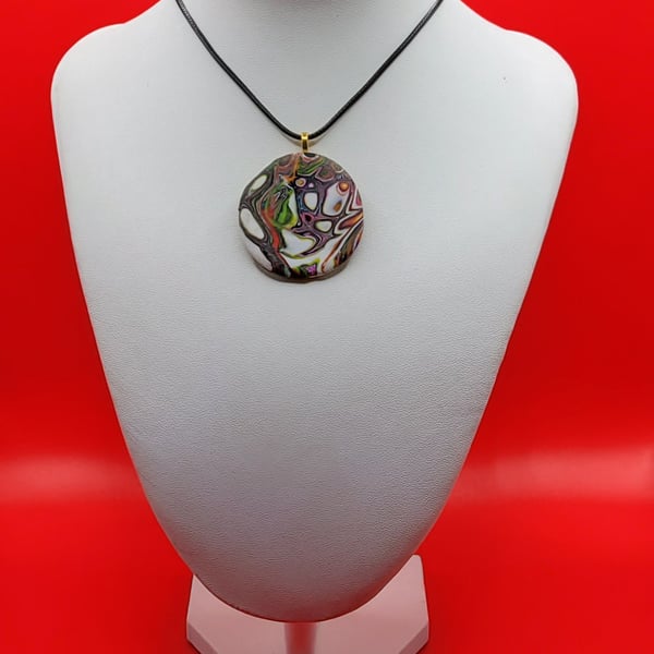 Polymer clay pendant - handmade necklace - unique statement jewellery