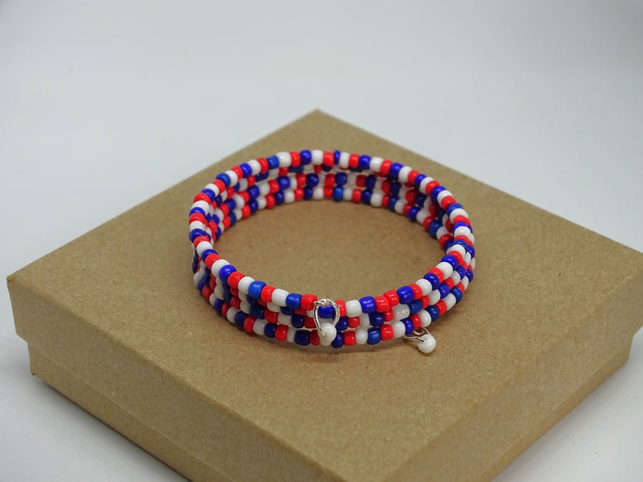 Red, White & Blue Memory Wire Bracelet (small)