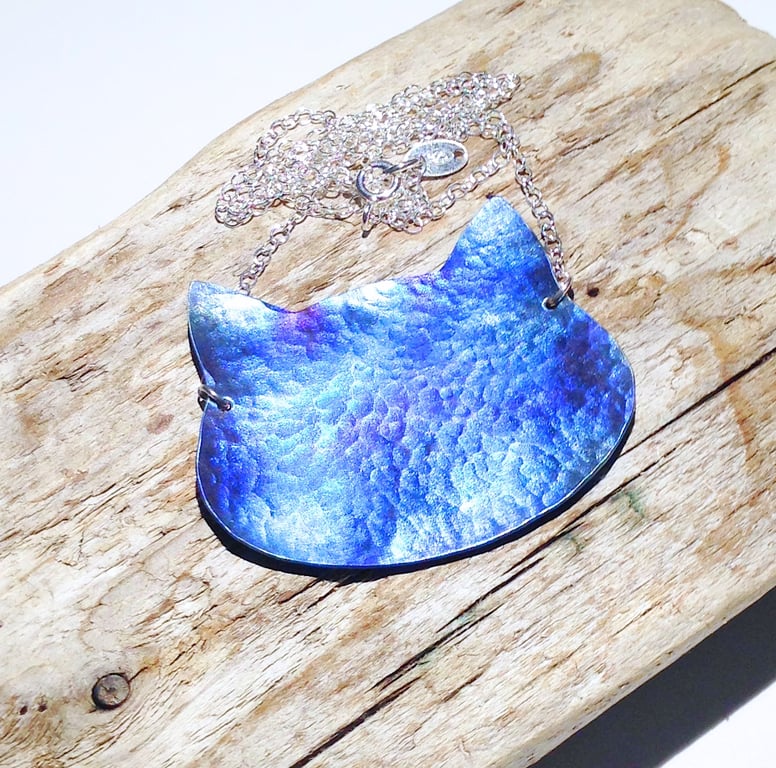 Coloured Titanium Cat Necklace - UK Free Post