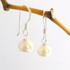 Ivory  Grade A Button Freshwater Pearl Drop Earrings