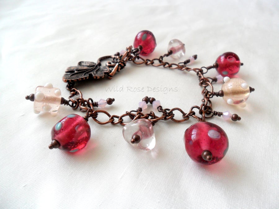 Pink and copper bracelet