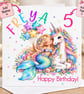 Personalised Mermaid & Unicorn Birthday Card - Girls Rainbow Birthday Card - Image 2
