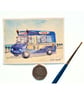 Original ACEO Miniature Watercolour Painting Classic Ice Cream Van 1970's