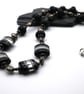 black lampwork glass and pyrite gemstone necklace - Image 3
