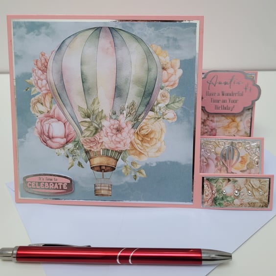 Auntie Birthday Card - Handmade Side Step Card for Aunt