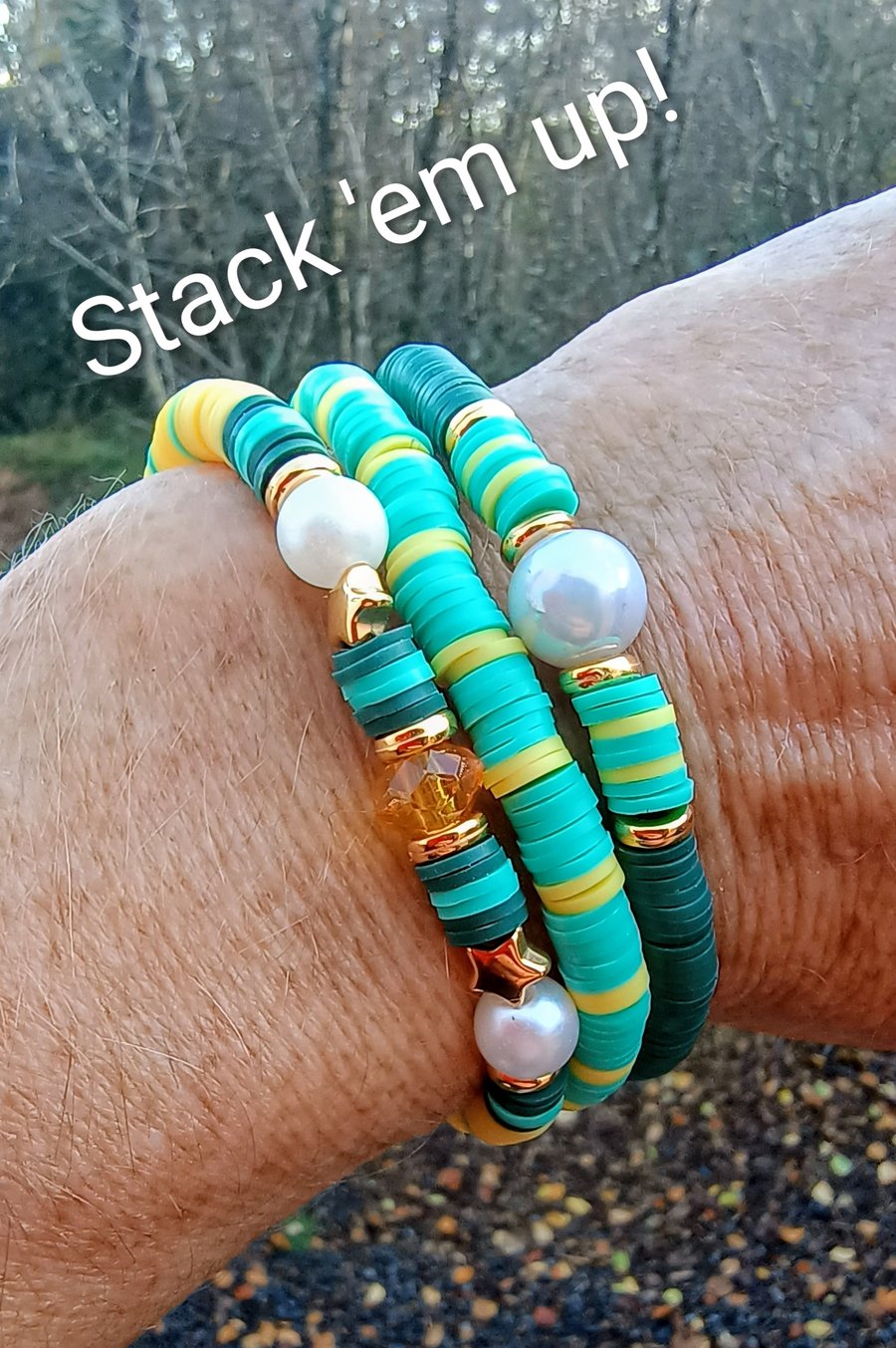 "Lost Worlds" - Set of 3 beaded bracelets 