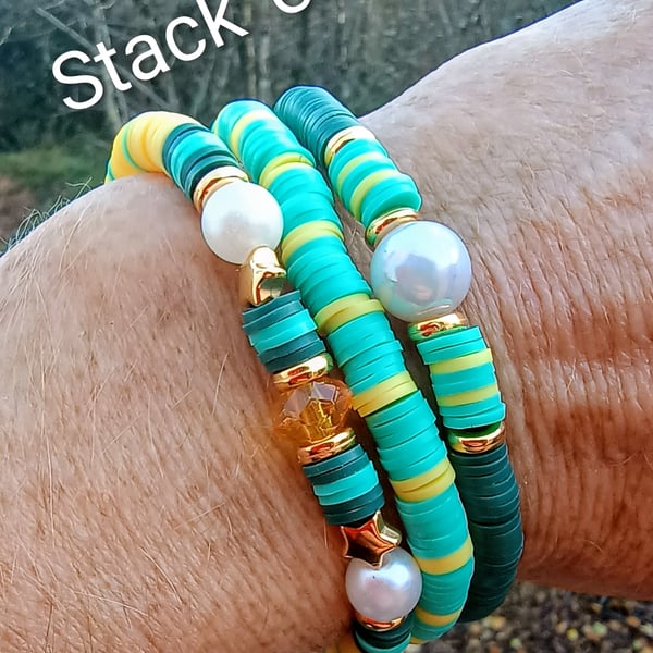 "Lost Worlds" - Set of 3 beaded bracelets 