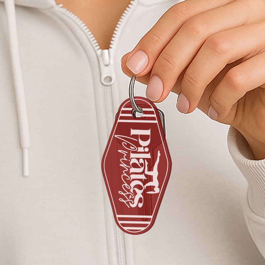 Pilates Princess Keyring – Pose Design: Motel Style Keychain, Pilates Gift 