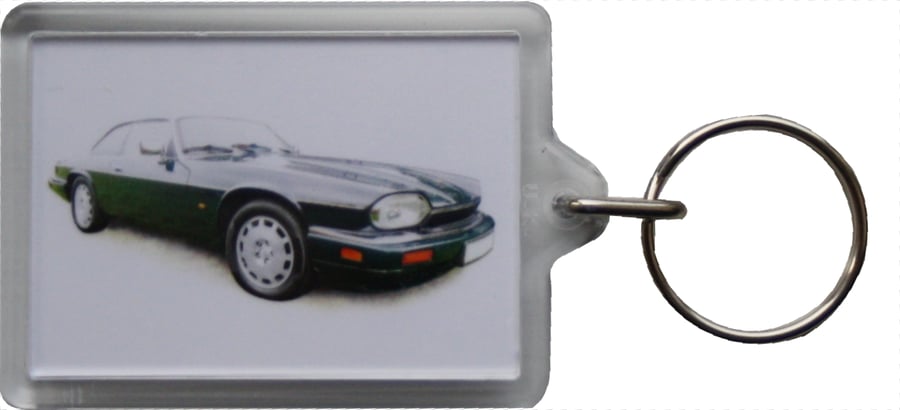 Jaguar XJS 4.0 1995 (Dark Green)- Keyring with 50x35mm Insert - Car Enthusiast