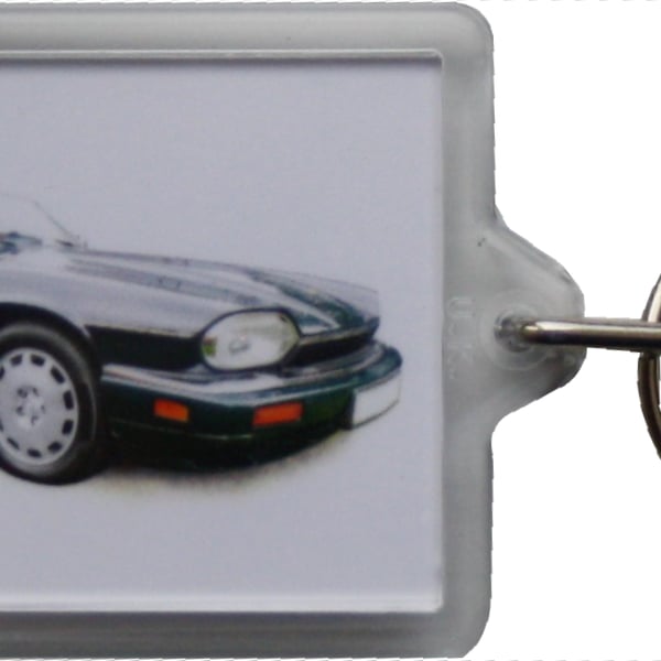 Jaguar XJS 4.0 1995 (Dark Green)- Keyring with 50x35mm Insert - Car Enthusiast