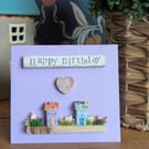 Birthday Card With Removable Wooden Cottage Gift