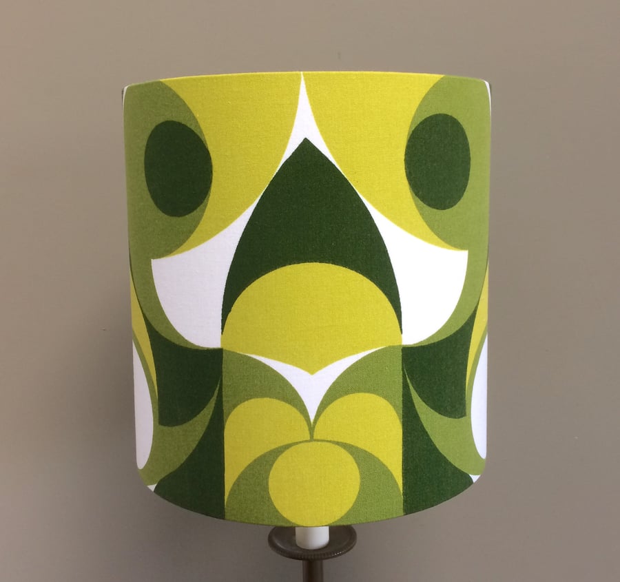 MOD MCM GREEN JEWFIK VIntage Abstract 60s 70s Fabric Lampshade option 