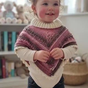 Hand-Crochet Toddler Poncho: Nordic Princess Turtleneck Cape (Ages 1–2)