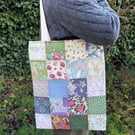 Patchwork Floral squares tote bag