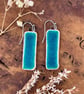 Handmade Ceramic Drop Earrings: Sea Blue Crackle Glazed Clay, Hypoallergenic Hoo - Image 1