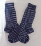 Hand-cranked Sparkly Knitted Ribbed Wool Socks Size 4 to 5 - Image 3