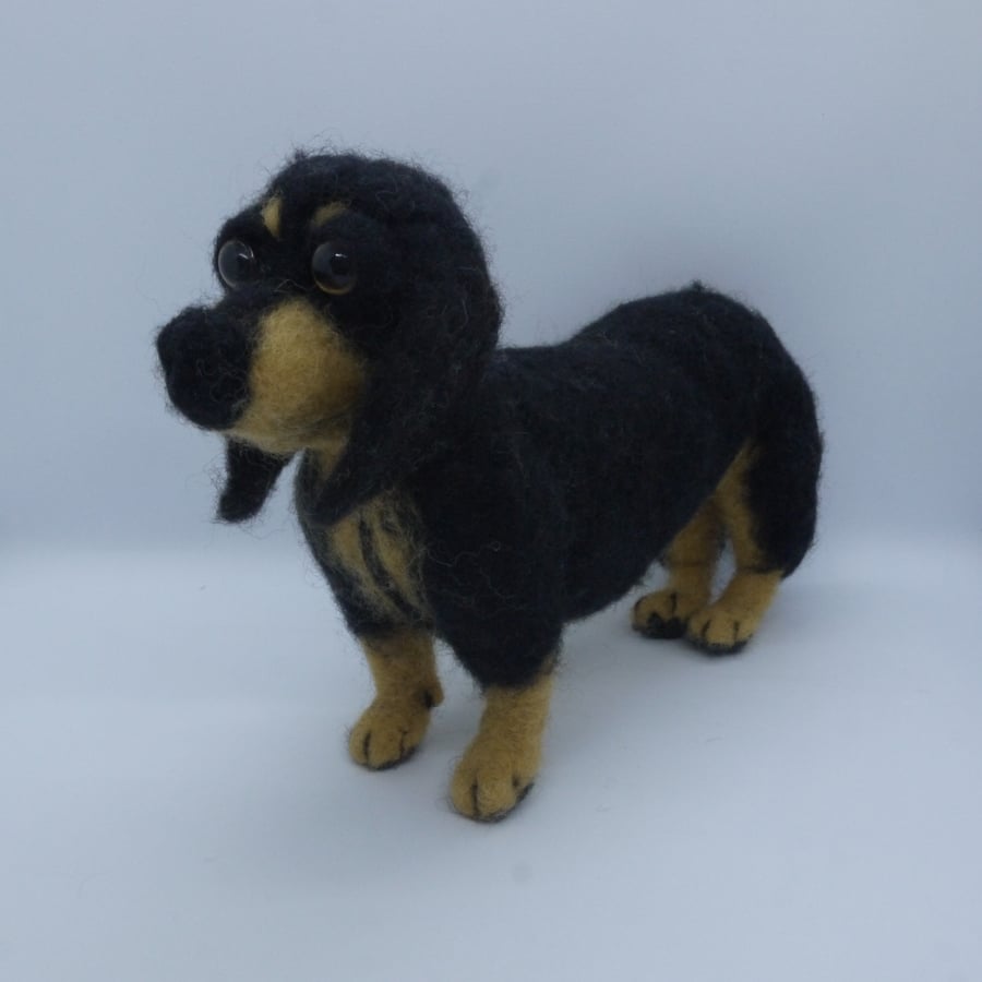 Handmade needle felted wire framed Dachshund