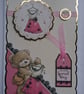 Girl Teddy Bear Card Dress With Love On Your Special Day 3D Luxury Handmade Card - Image 1