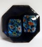 blue octagon with millefiore panels - brooch - Image 1