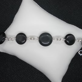 Rainbow obsidian coin linked bracelet