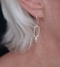 Hammered silver oval drop earrings, hammered silver dangle earrings, - Image 4