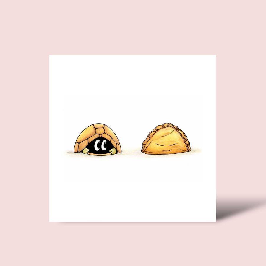 Funny Tortoise Greeting Card: Pasty Pal Pencil Illustration (227)