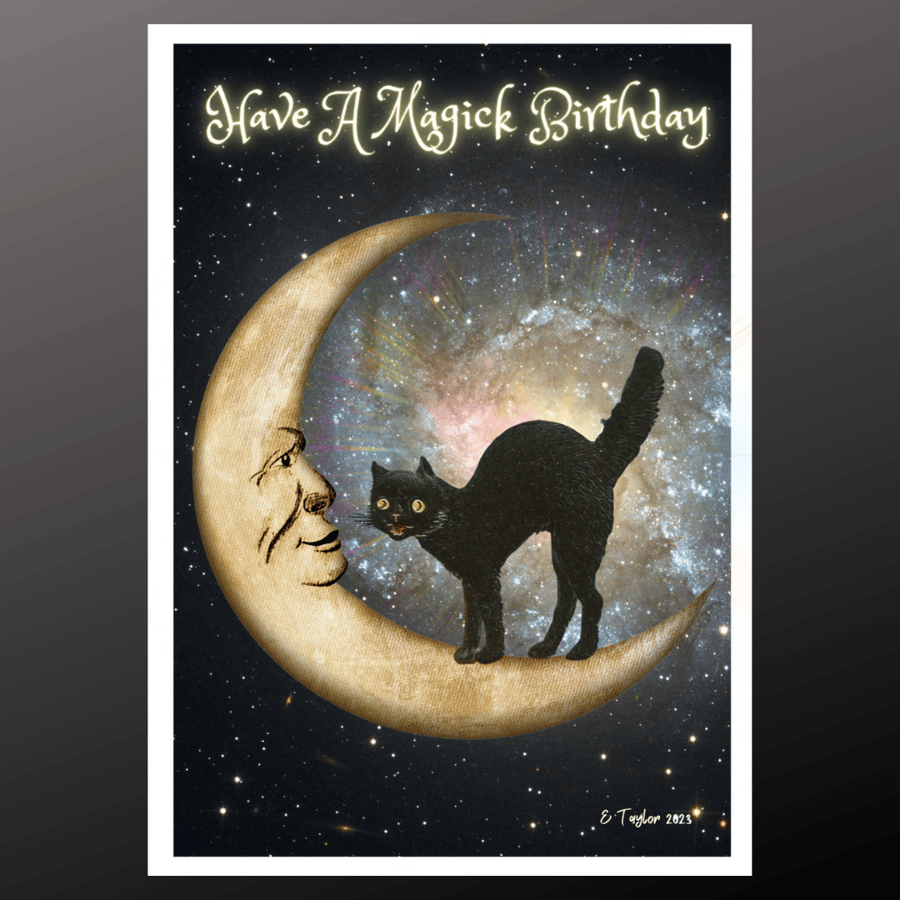 Have A Magick Birthday Card Witch Flying Personalised Seeded Wiccan Pagan