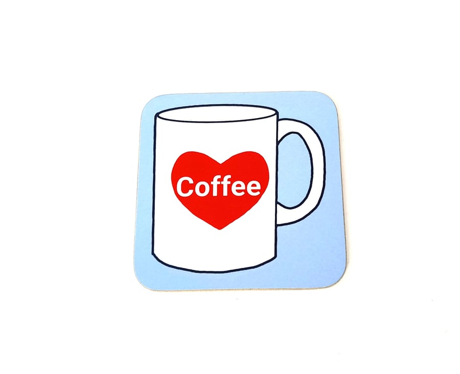 Love Coffee Cup Art Coaster, Gift for Coffee Lover
