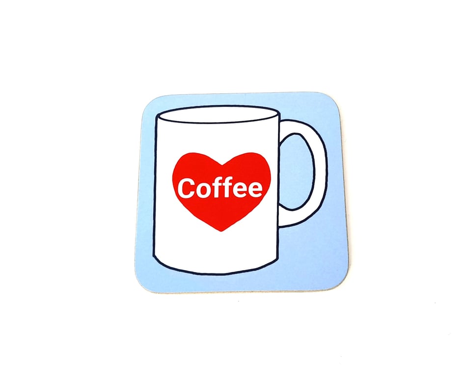 Love Coffee Cup Art Coaster, Gift for Coffee Lover