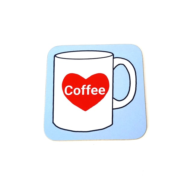 Love Coffee Cup Art Coaster, Gift for Coffee Lover