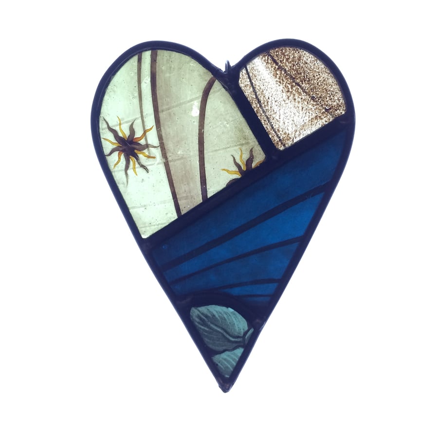 Heart Made of Reclaimed Antique Stained Glass 