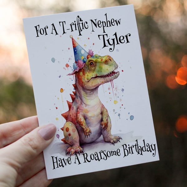 Dinosaur Nephew Birthday Card, Card for Nephew, Birthday Card, Special Nephew